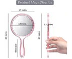 Hand Mirror Double-Sided Handheld Mirror 1X/ 2X Magnifying Mirror with Handle Transparent Hand Mirror Rounded Shape Makeup Mirror