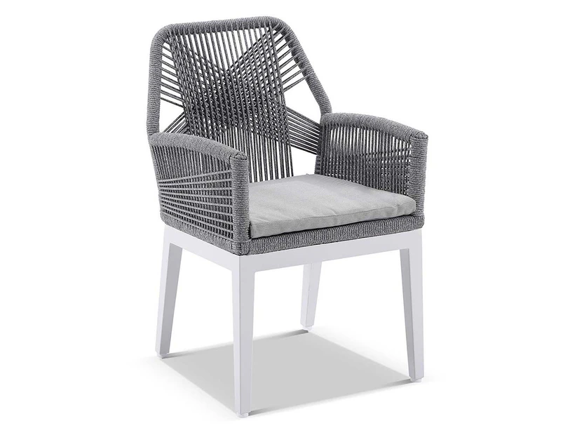 Hugo Outdoor Aluminium and Rope Dining Chair - Outdoor Chairs - White