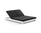 Outdoor Santorini Aluminium Double Sun Lounge In White - Outdoor Sun Lounges - White with Denim Grey