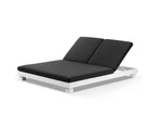 Outdoor Santorini Aluminium Double Sun Lounge In White - Outdoor Sun Lounges - White with Denim Grey