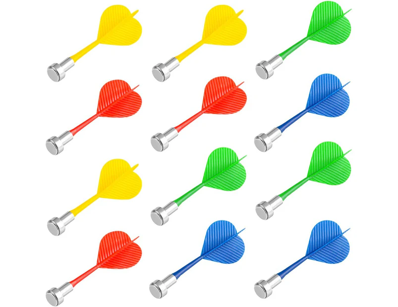 Magnetic Darts 12 Packs, Replacement Dart Game Safety Plastic Darts, Red Yellow Green And Blue