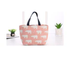 2Pcs Cotton Linen Lunch Insulated BaCotton Linen Lunch Insulated Bag Cute Printing Sack Lunch Bag for Women - Light Blue and Pink