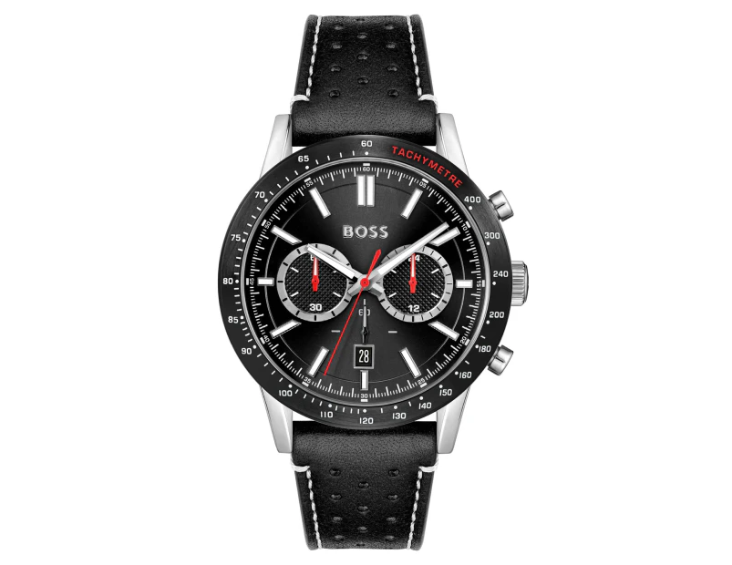 Hugo Boss Men's 44mm Allure Leather Watch - Black/Silver