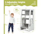 Giantex Kids Step Stool Toddler Learning Stool Adjustable Toddler Tower Kitchen Countertop Bathroom, Grey