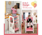Giantex Kids Step Stool Toddler Learning Stool Adjustable Toddler Tower Kitchen Countertop Bathroom, Pink
