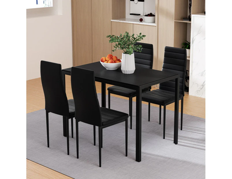 Artiss Dining Chairs and Table Dining Set 4 Chair Set Of 5 Black