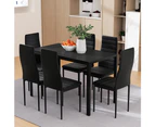 Artiss Dining Chairs and Table Dining Set 6 Chair Set Of 7 Black