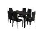 Artiss Dining Chairs and Table Dining Set 6 Chair Set Of 7 Black