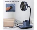 Mini Fan Mute Strong Wind Rechargeable Summer Desk Mini Fan Pen Holder for-Blue