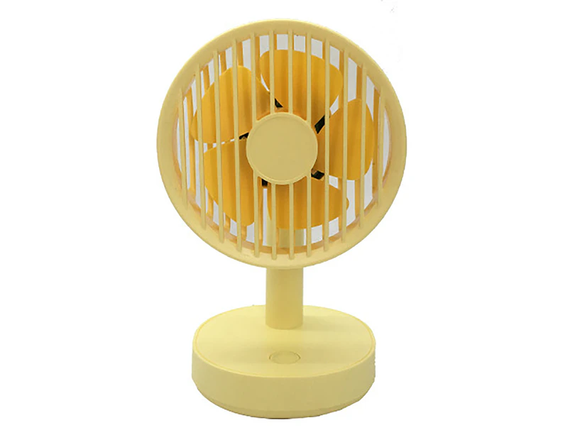 Mini Fan Silent Powerful Portable Fashion 3-speed Wind Desk Cooling Fan for Dorm-Yellow-Round