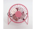 Mini Fan Silent Strong Wind USB Charging Metal Wrought Iron Student Desk Electric Fan for Office-Pink