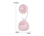Mini Fan Mute Cool Rechargeable Cartoon Deer Horn Summer Desk Mini Fan Pen Holder for Dormitory-Pink