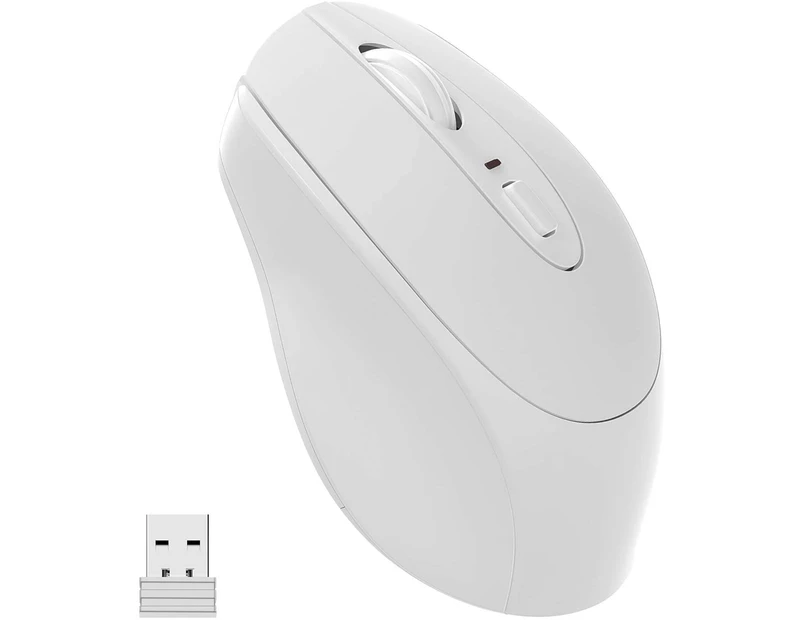 Wireless Mouse, 2.4G Ultra-thin Low-noise Wireless Mouse, Mouse with USB Receiver,White
