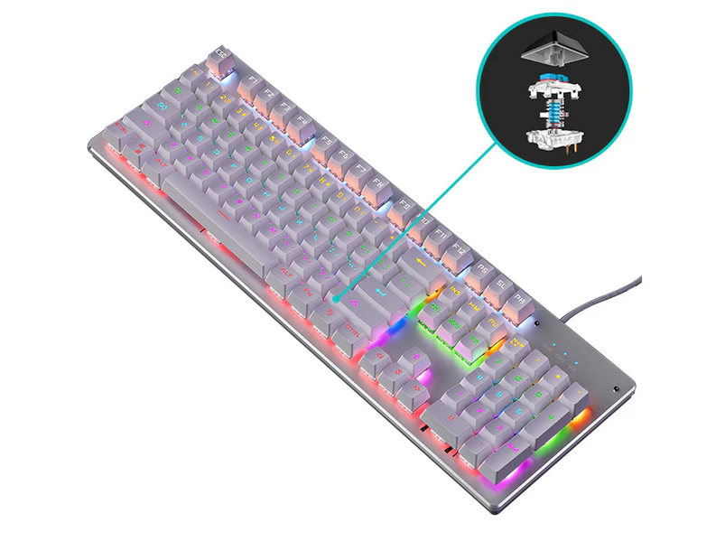 RGB LED Backlit Mechanical Gaming Keyboard Mechanical Gaming Keyboard Can Change The Axis Computer Games E-sports Punk Wired USB,White(Green Shaftkey)