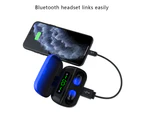 Wireless Bluetooth 5.0 in-Ear Earphone,IPX7 Waterproof Noise Cancelling Headphones,LED Power Display,Black blue