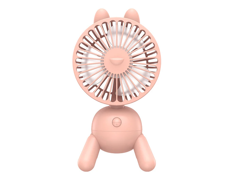 Freestanding Desk Fan Puppy Shape ABS Head Rotation USB Rechargeable Portable Fan for-Pink