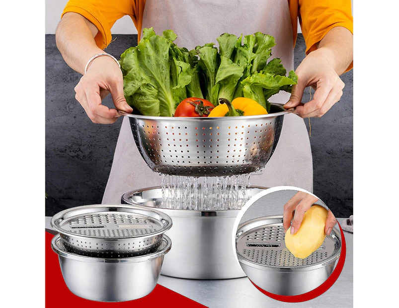 Stainless Steel Strainer And Mixing Bowl Set Stackable Bowls Set 26cm