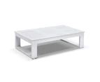 Outdoor Santorini 3+1+1 Aluminium Lounge Setting With Coffee Table - Outdoor Lounges - White with Olefin Light Grey Cushions