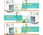 2H/4H/6H/8H Timing Air Cooler with Handle Night Light 4 Speeds Large Water Tank USB Mini Air Conditioner for-White