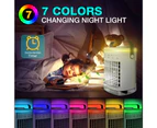 2H/4H/6H/8H Timing Air Cooler with Handle Night Light 4 Speeds Large Water Tank USB Mini Air Conditioner for-White