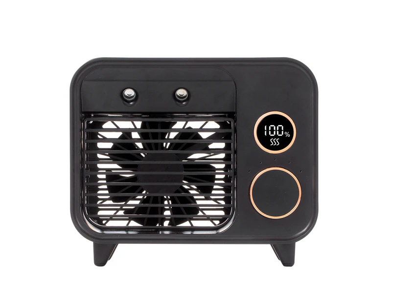Air Cooler Humidification Design Five-speed Wind Metal Desktop Water Cooling Fan for-Black