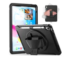 Case for iPad 10th Generation 10.9 Inch 2022 with Pencil Holder,360° Swivel Stand, Hand Strap, Heavy Duty Shockproof Rugged Protective Cover