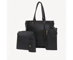 Handbag Women Shoulder Bag Handbags Carry Bag Women Large Elegant Designer Shoulder Bag Handle Bag Set 4 Pieces Set Black