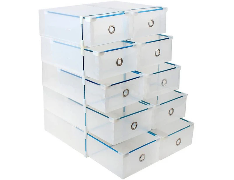 Plastic Shoe Box Clear Shoe Storage Box Stackable Portable Foldable 10Pcs Plastic Drawer