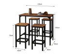 5 PCS Bar Table Set 4 Chairs Stools Kitchen Dining Height Counter Modern Wooden Top Metal Frame