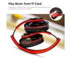 Polaris Stylish LED Light Bluetooth-compatible Wireless Headphone Deep Bass Music Headset with Mic-Black Red