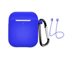 Polaris Silicone Mini Earphone Protective Case Storage Box with Lanyard for Air-Pods 1 2-Blue