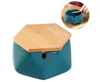 Ceramic Ashtray with Lid, Windproof Design and Geometric Shape, Portable Ashtray for Office and Home