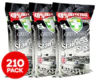 3 x 70pk Greenshield Stainless Steel Surface Wipes