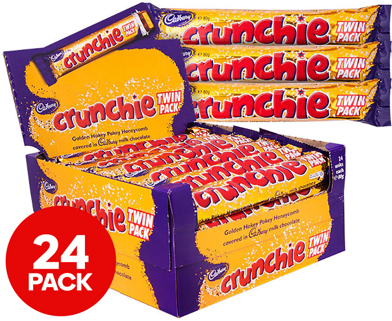 24 x Cadbury Crunchie Twin Pack 80g