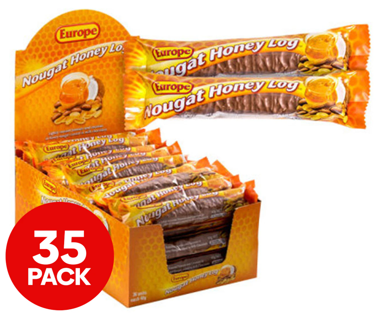 35 x Europe Nougat Honey Log 40g