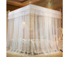 1.5*2m 4 Posters Pink Bed Canopy Princess Queen Mosquito Bedding Net Bed Tent Four Corners Floor-Length Curtain - White
