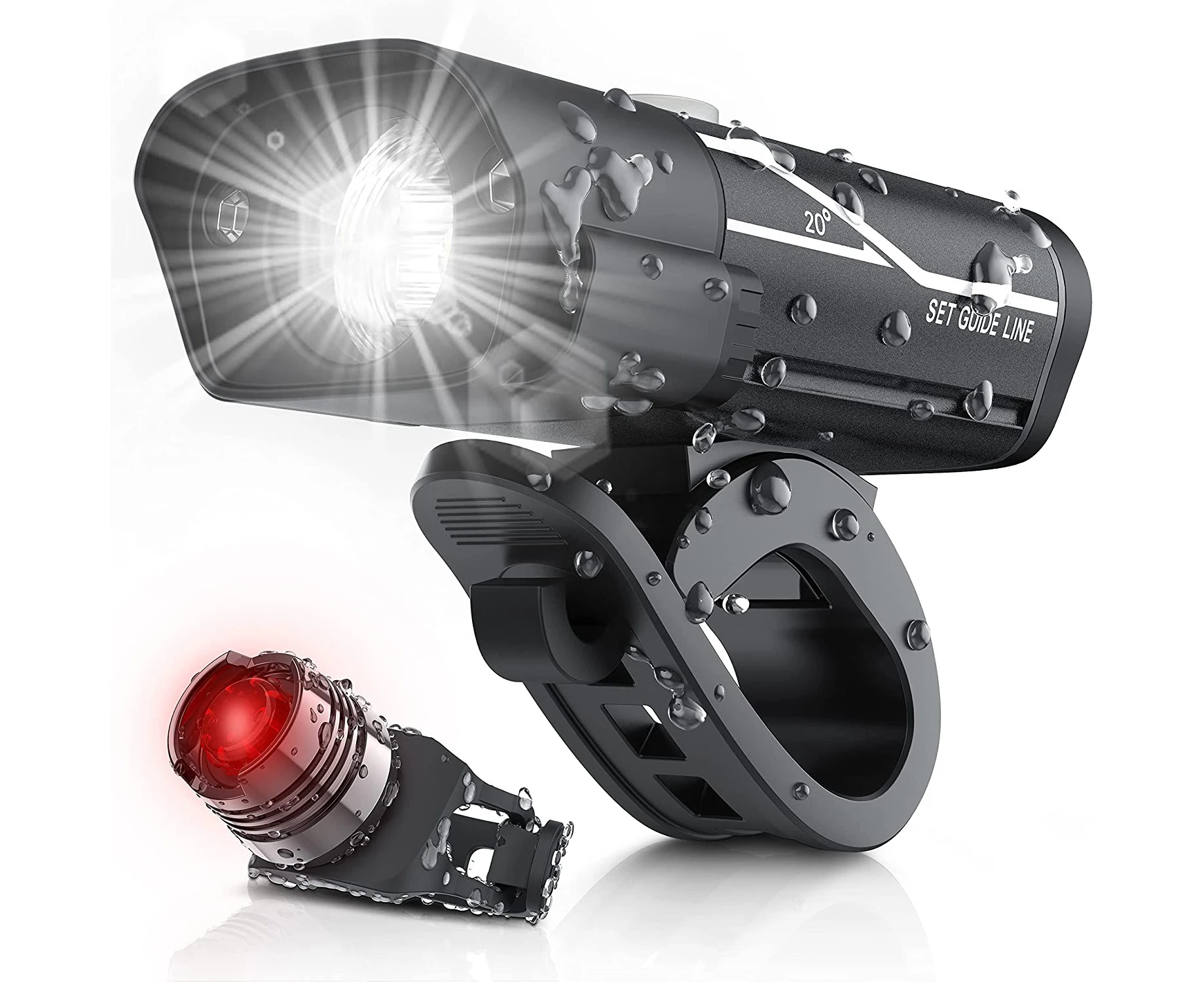 Bike Lights Set, USB Bicycle Lights 1000 Lumens Super Bright, 3 Modes LED Bike Lights Front and Back Set, IPX5 Waterproof Headlights