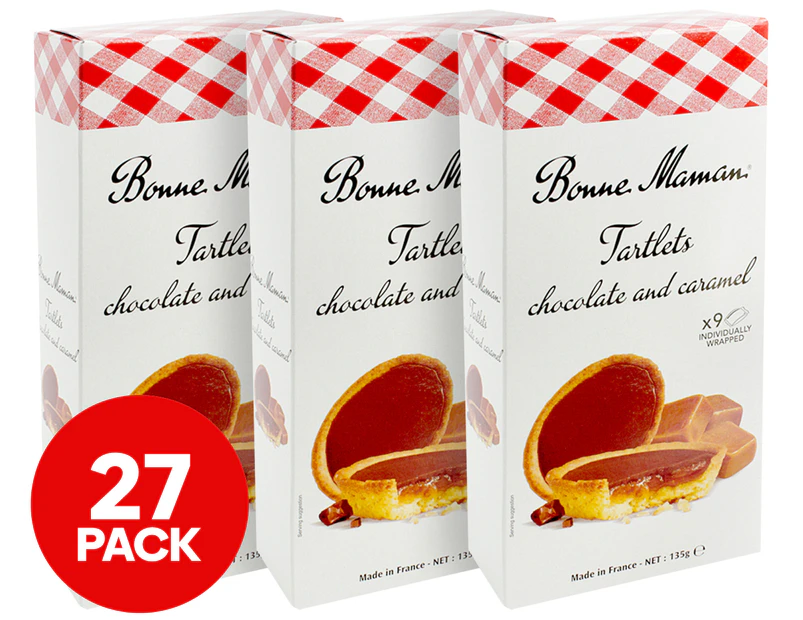 3 x Bonne Maman Tartlets Chocolate & Caramel 135g 9pk