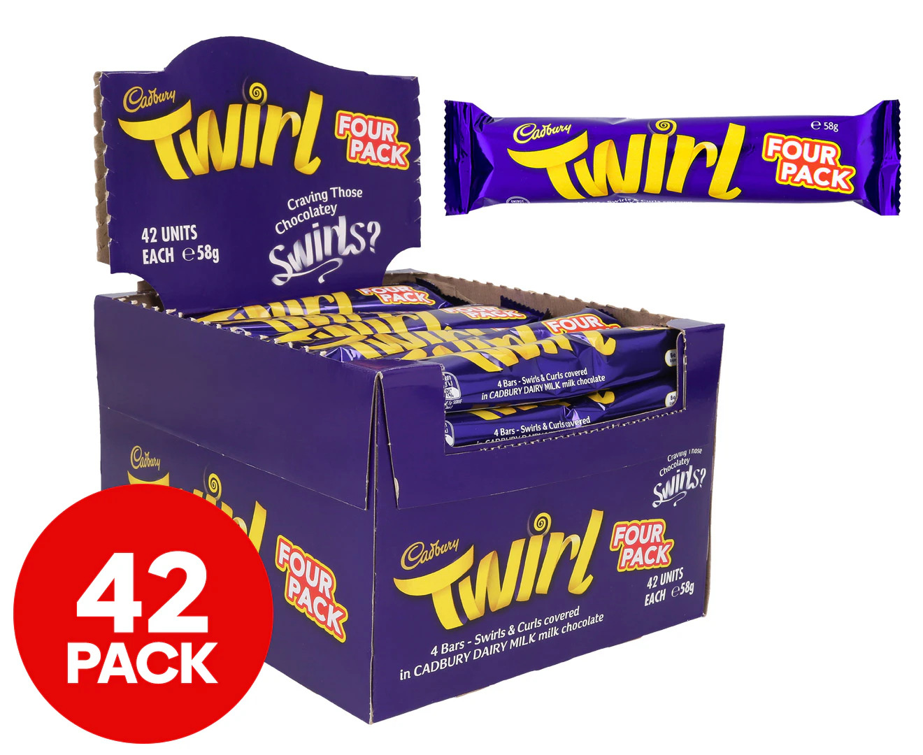 42 x 4pk Cadbury Twirl 58g