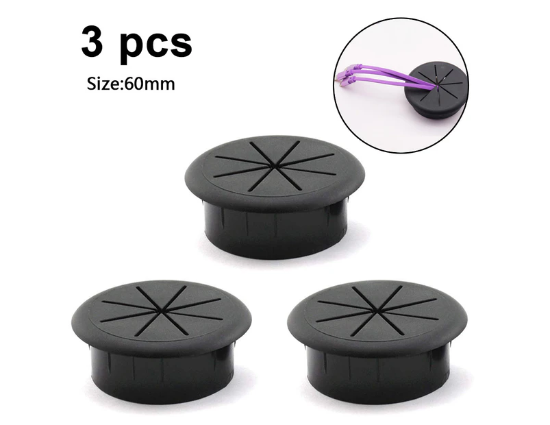 3 PCS Desk Cable Grommets Wire Cable Hole Cover for Office PC Desk Cord Cable Cover Black
