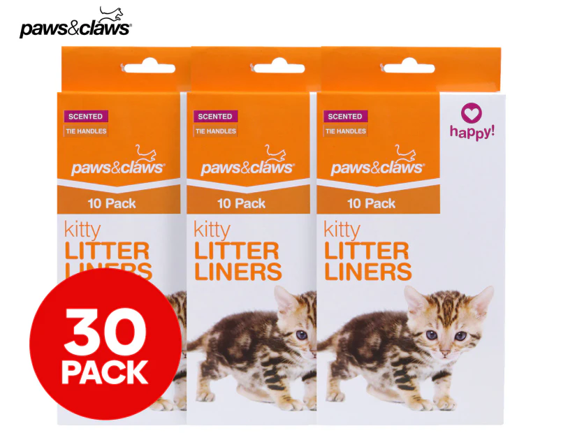 3 x Paws & Claws Kitty Litter Liners 10-Pack - White