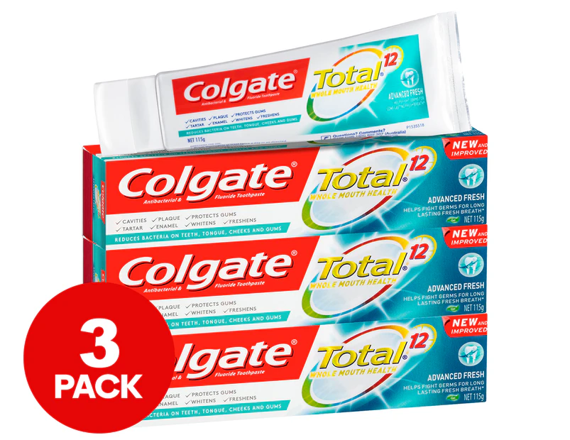 3 x Colgate Total Advanced Fresh Toothpaste 115g