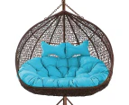 Hanging Basket Cushion | Thickened Outdoor Swing Chair Seat Cushions | Household Large Hammock Cushion with Pillows, Fluffy Patio Garden Swing Seat Pads - Sky Blue