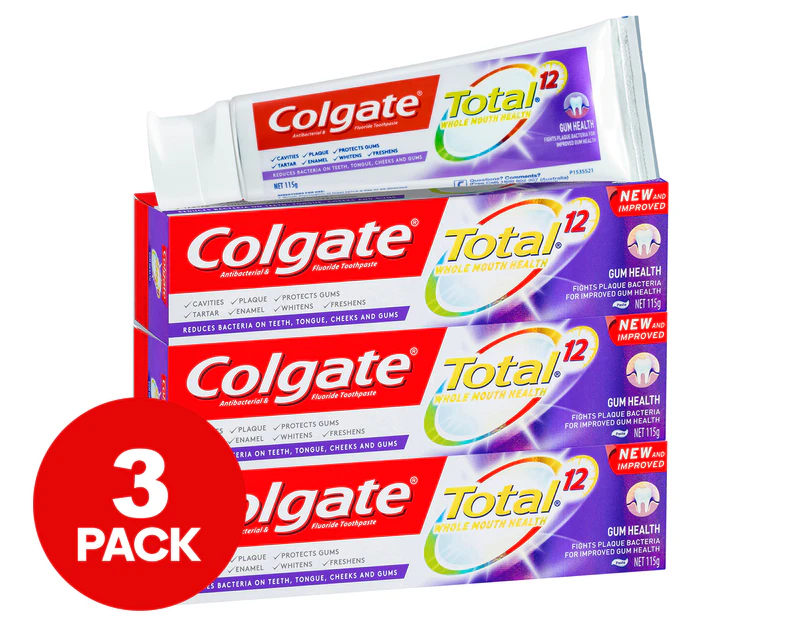 3 x Colgate Total Gum Health Toothpaste 115g