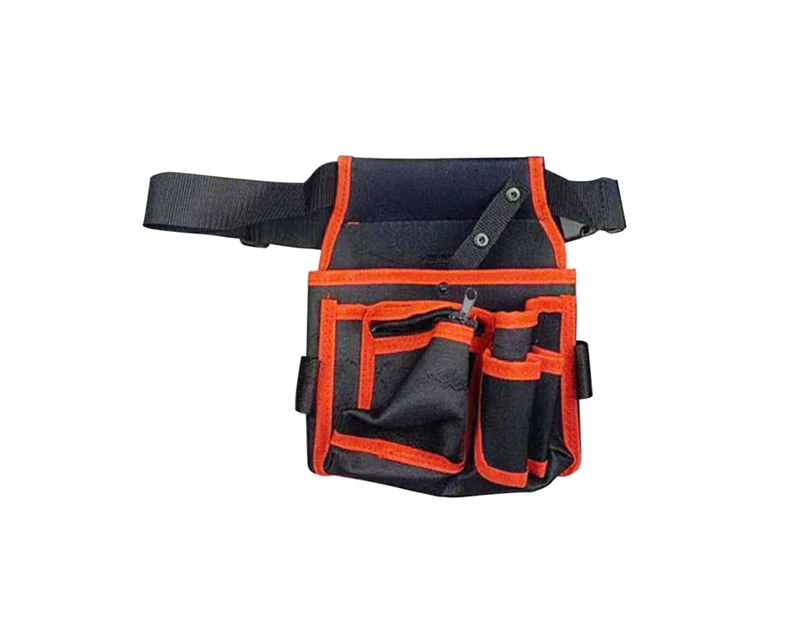 Multiple Pockets High Capacity Adjustable Buckle Waist Bag Electrician Hardware Portable Thickening Tool Belt Pouch Workshop Equipment-Red
