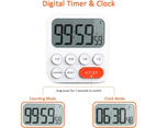 Digital kitchen timer magnetic stopwatch egg timer timer with clock, magnet, 3-level volume, LCD display for cooking, sports, studying, 2 pieces