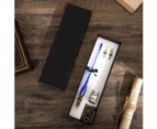 Calligraphy Blue Pen & Wax Stamp Set Dipping Ink, 3 Nibs, Holder, & Melter In Gift Boxes - Blue