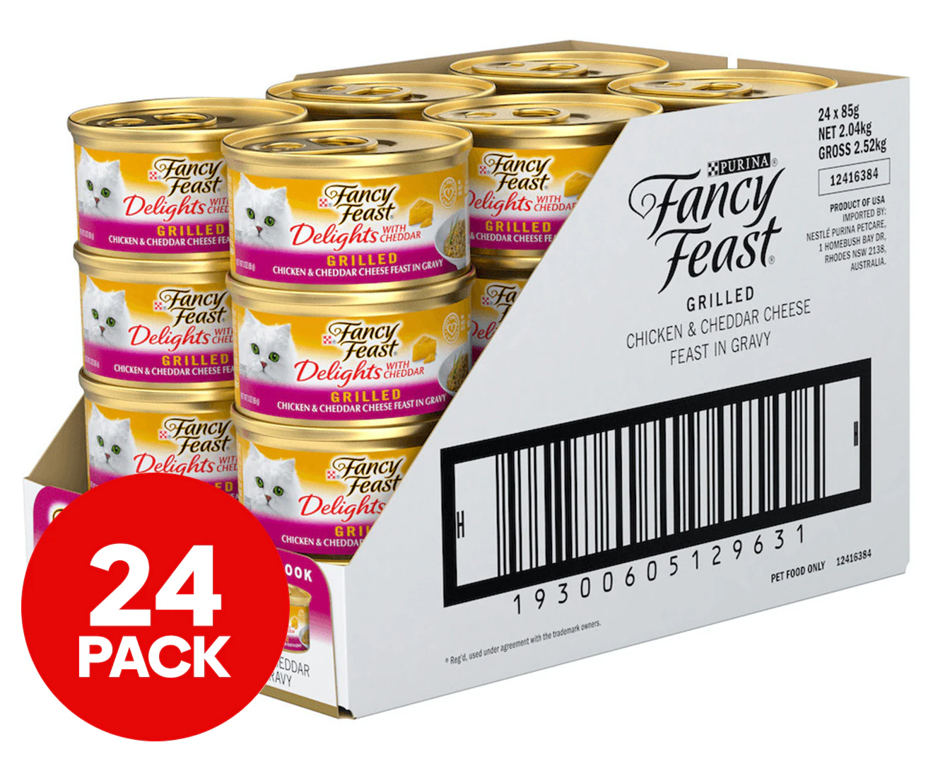 24 x Fancy Feast Delights w/ Cheddar Wet Cat Food Chicken & Cheddar Cheese 85g