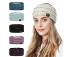 Women Headband, Warm Knit Fleece Lined Headband Winter Ear Warmer Headband - Purple