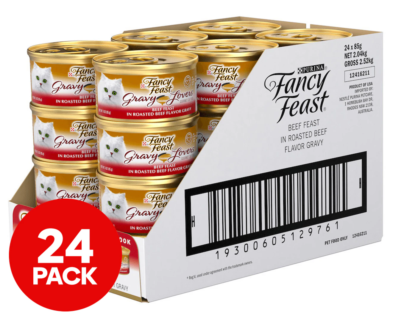 24 x Fancy Feast Gravy Lovers Wet Cat Food Beef Feast in Roasted Beef Gravy 85g